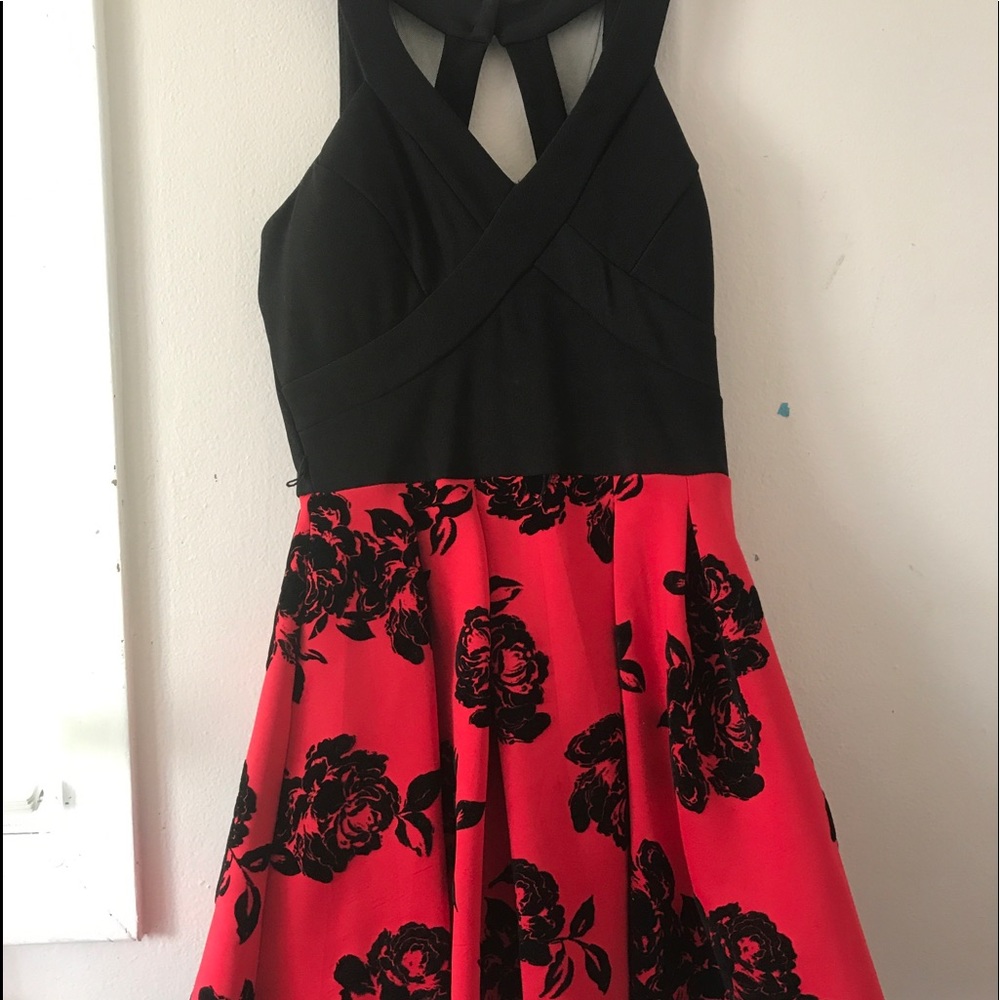 Red and black dress